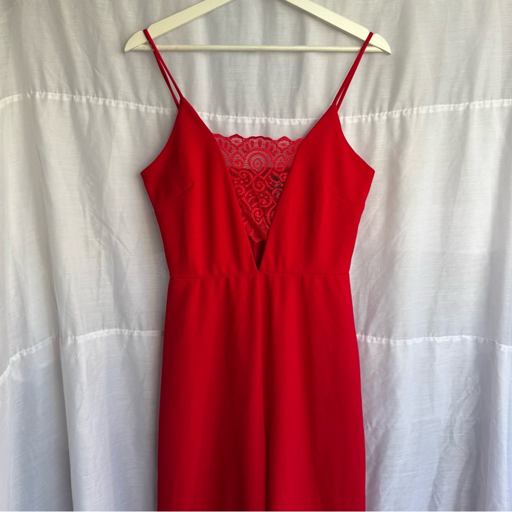 Windsor Lace Plunge Neckline Wide Leg Jumpsuit